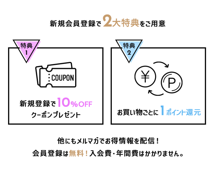 新規登録で2つの特典をご用意！